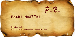 Petki Noémi névjegykártya
